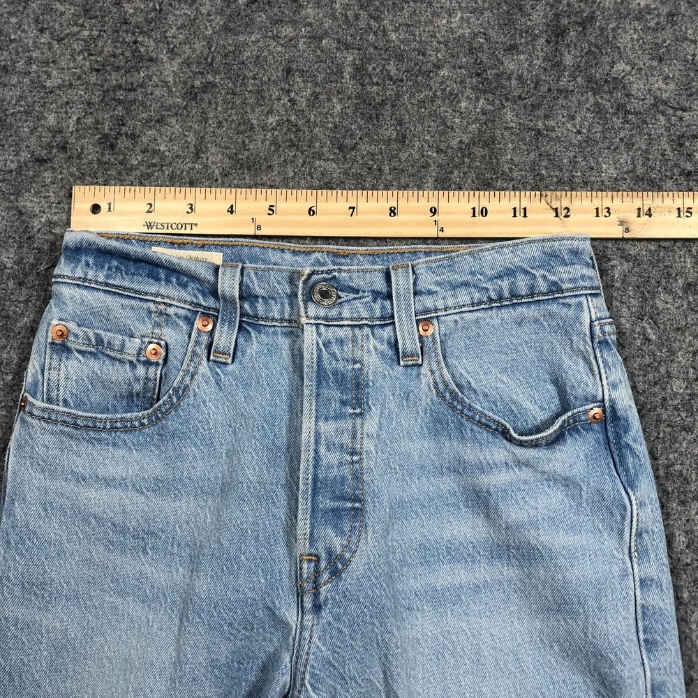 Levi's 501 Premium Jeans Womens 25x26 Light Wash High Rise Straight Big E - Picture 8 of 16